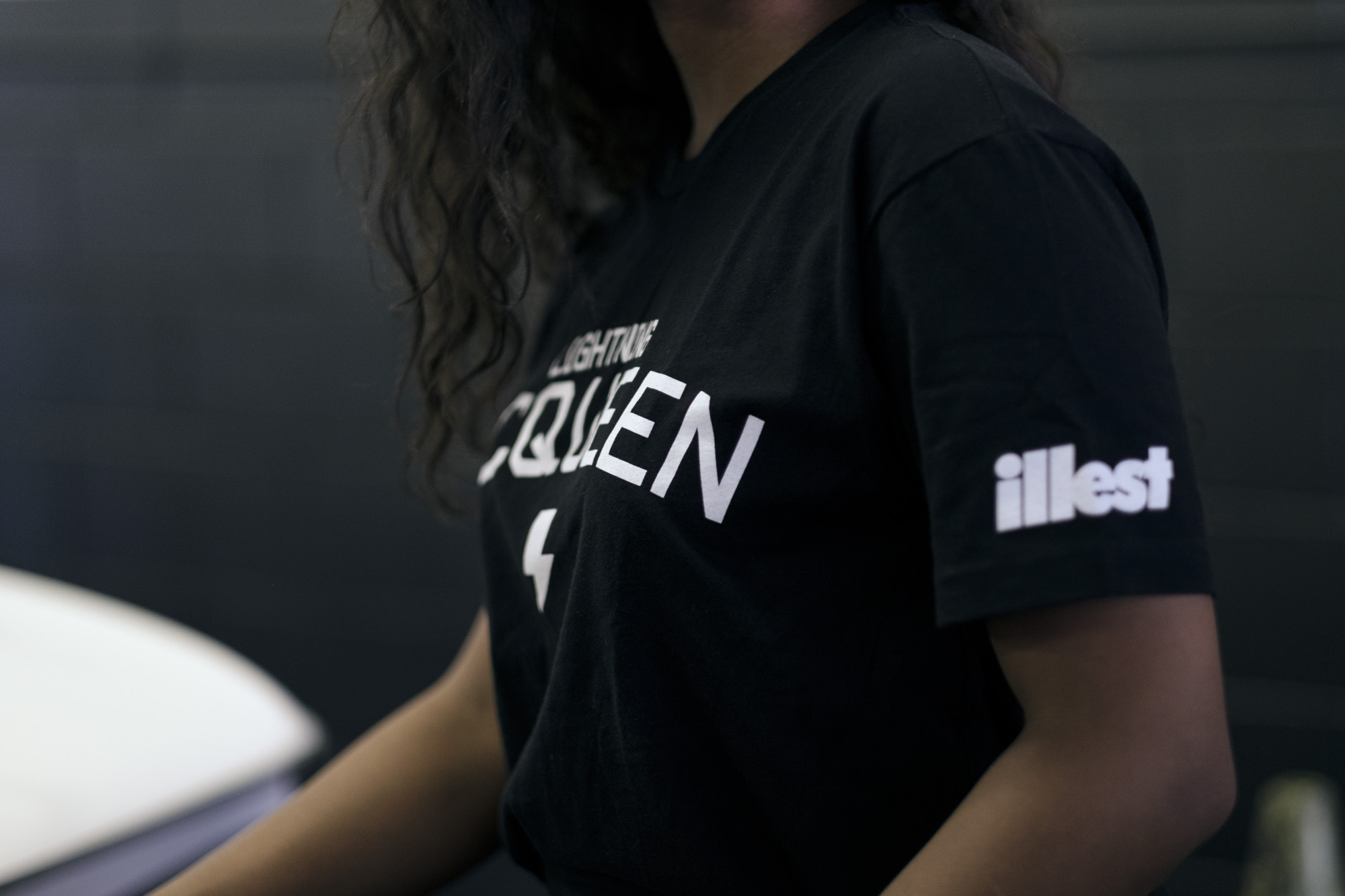 Close detail of Lighting McQueen Illest Shirt in Black