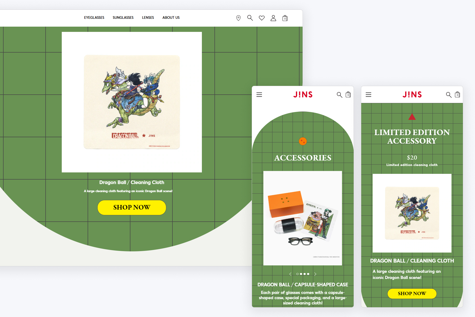 JINS x Dragon Ball landing page