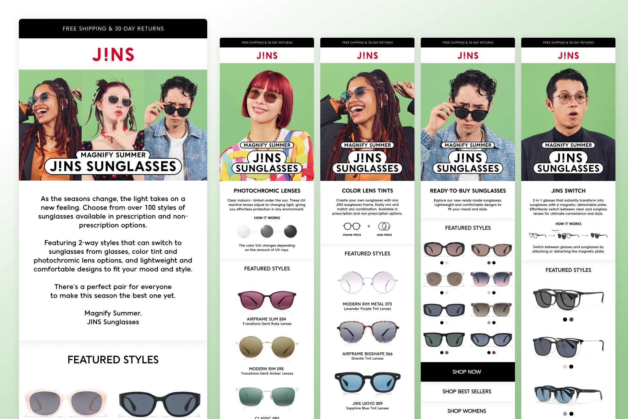 JINS Sunglasses: Magnify Summer email campaign